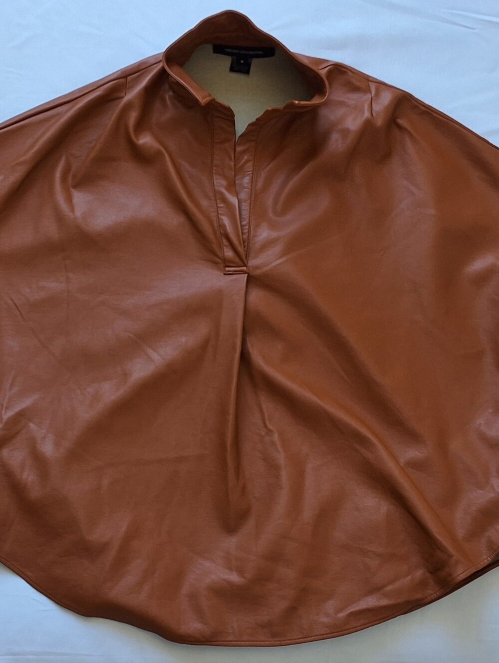 French Connection Oversided Rust Brown Faux-Leather Tunic Top- Size M
